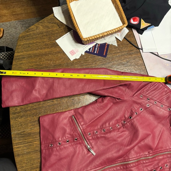 Red pleather jacket zippers grommets Guardians of the Galaxy Star Lord - Picture 5 of 6